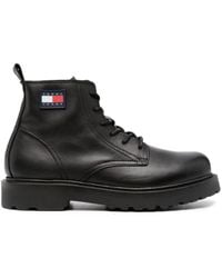 Tommy Hilfiger - Logo-patch Lace-up Leather Boots - Lyst