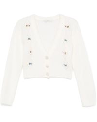 Alessandra Rich - Floral-Embroidered Cardigan - Lyst