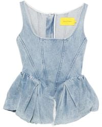 Marques'Almeida - Light Denim Peplum Corset Top - Lyst