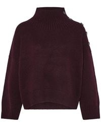 Yves Salomon - Button-Detail High-Neck Sweater - Lyst