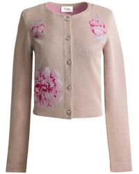 St. John - Renee Metallic-Peony-Jacquard-Knit Jacket - Lyst