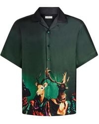 Etro - Chemise De Bowling En Soie À Imprimé Animalier Placé - Lyst