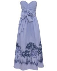 Loretta Caponi - Desidera Strapless Cotton Midi Dress - Lyst