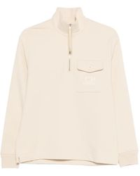 C.P. Company - Diagonal Raised Quarter-Zip Logo-Detail Sweatshirt - Lyst