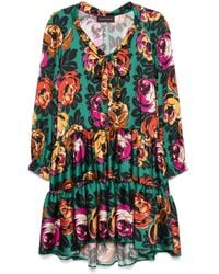 Talbot Runhof - Floral-Print Mini Dress - Lyst