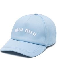 Miu Miu - Logo-embroidered Cotton Baseball Cap - Lyst