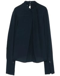 Patrizia Pepe - Draped-Collar Long-Sleeve Blouse - Lyst