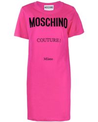 Moschino - T-shirtjurk Met Logoprint - Lyst