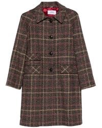 VELA SHOP - Check-Pattern Button-Up Coat - Lyst