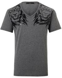 Billionaire - Lion-Print V-Neck T-Shirt - Lyst