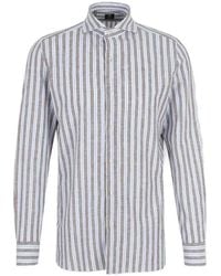 Luigi Borrelli Napoli - Chemise Rayée À Logo Brodé - Lyst