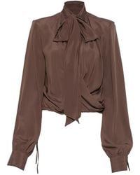 FEDERICA TOSI - Pussy-Bow Wrap-Style Blouse - Lyst
