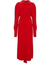 Victoria Beckham - Long-Sleeve Polo-Collar Midi Dress - Lyst