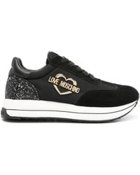 Love Moschino - Logo-lettering Glitter Sneakers - Lyst