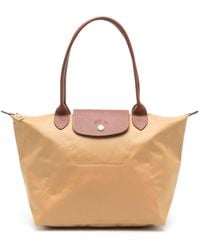 Longchamp - Embossed Logo Canvas Shoulder Tote - Lyst