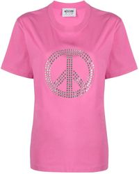 Moschino Jeans - Peace Symbol-studded T-shirt - Lyst