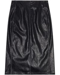 DIESEL - Leather Effect Midi Skirt - Lyst