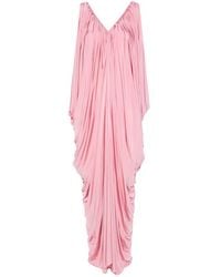 Abadia - Draped V-Neck Maxi Dress - Lyst