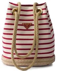 Prada - Small Striped Bucket Bag - Lyst