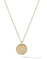 David Yurman - Collar A Initial Charm en oro amarillo de 18 kt con diamantes - Lyst