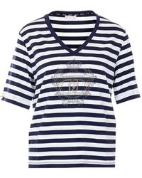 Liu Jo - Striped-Pattern V-Neck T-Shirt - Lyst