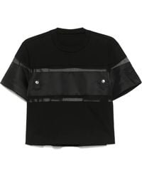 Sacai - T-Shirt Mit Semi-Transparenten Einsätzen - Lyst