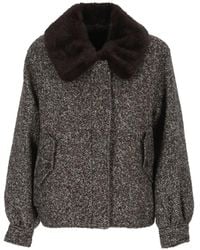 Thelaurent - Bomber Con Effetto Mélange E Colletto - Lyst