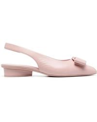 Ferragamo - Bow-detail Slingback Ballerina Shoes - Lyst