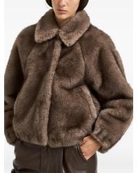 Valentini - Manteau À Col En Fourrure Artificielle - Lyst