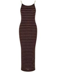 Elisabetta Franchi - Stripe-Pattern Chain-Strap Maxi Dress - Lyst