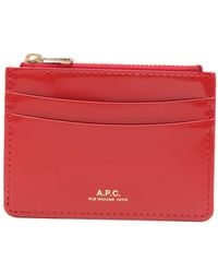A.P.C. - Tarjetero Con Cremallera Y Logo - Lyst