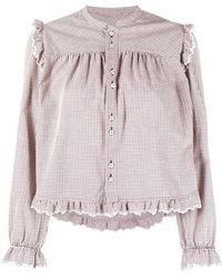 DSquared² - Check-Pattern Ruffled Blouse - Lyst