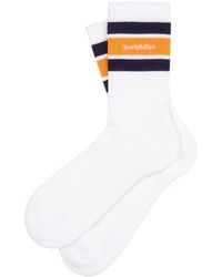 Sporty & Rich - Serif Logo-embroidered Cotton Socks - Lyst
