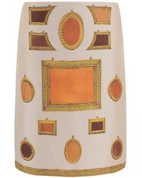 Versace - Rokken ,Veelkleurig ,Leer Printed Silk Twill Pencil Rok - Lyst