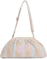Gaelle Paris - Maxi Logo-Embroidered Striped Cotton Clutch Bag - Lyst