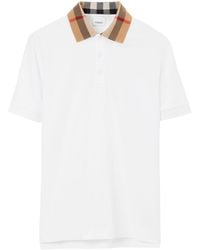 Burberry - Check Collar Polo Shirt - Lyst