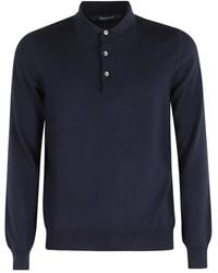 Tagliatore - Long-Sleeve Wool Polo Shirt - Lyst