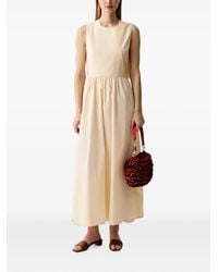 Benetton - Gathered-Waist Cut-Out Sleeveless Midi Dress - Lyst