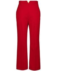 Valentino Garavani - V-Detail Wool-Crepe Trousers - Lyst