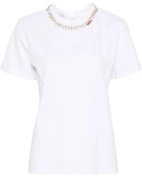 Alberta Ferretti - Crystal-Embellished Cotton T-Shirt - Lyst
