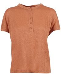 Kangra - Button-Fastening Linen T-Shirt - Lyst