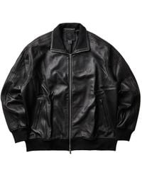 Y-3 - Zip-Up Leather Jacket - Lyst