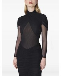 Mugler - Top Met Mesh Vlakken - Lyst