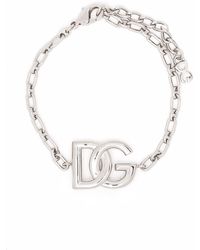 Dolce & Gabbana - Pulsera de cadena con placa del logo - Lyst