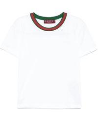 Gucci - Geribbeld T-Shirt Met Wen-Afwerking - Lyst