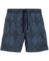 Ballantyne - Diamond-Pattern Swim Shorts - Lyst