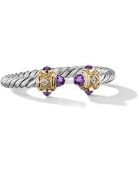 David Yurman - Anillo Renaissance de 2.3 mm en oro amarillo de 18 ct y plata de ley con diamante y amatista - Lyst