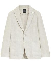 BOSS - Single-Breasted Linen-Blend Blazer - Lyst