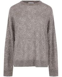 Brunello Cucinelli - Sequin-Embellished Open-Knit Sweater - Lyst