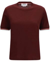 Thom Browne - Rwb-Tipping Ribbed-Cuff T-Shirt - Lyst